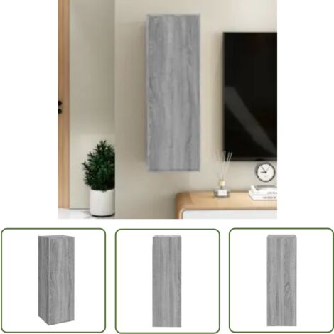 The Living Store Meubles TV Sonoma gris 30,5x30x90 cm Bois d'ingénierie - Meuble Tv Mural - Meuble Télé Suspendue - Étagère Tv - Support Tv - Armoire Tv