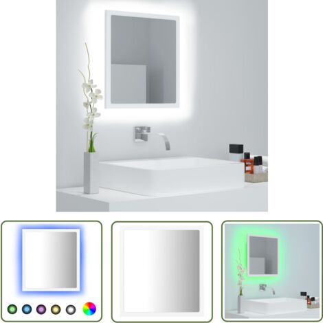 The Living Store Miroir à LED de salle de bain Blanc 40x8,5x37 cm Acrylique - Miroir Led - Miroir Salle De Bain - Meuble Salle De Bain - Éclairage Salle De Bain - Décoration Salle De Bain