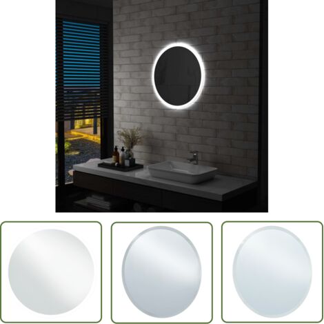 The Living Store Miroir à LED pour salle de bain 60 cm - Miroir Led - Miroir Salle De Bain - Miroir Décoratif - Miroir Maquillage - Miroir Argentee
