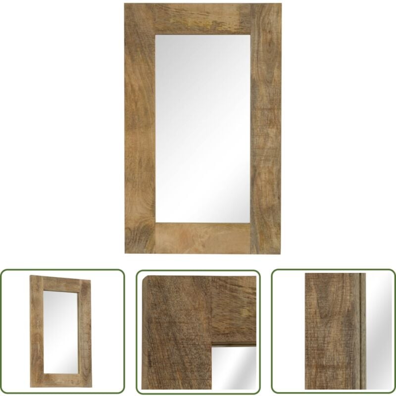 The Living Store - Miroir Bois de manguier massif 50 x 80 cm - Miroir Décoratif - Miroir Mural - Miroir Vintage - Miroir Bois - Miroir Entrée