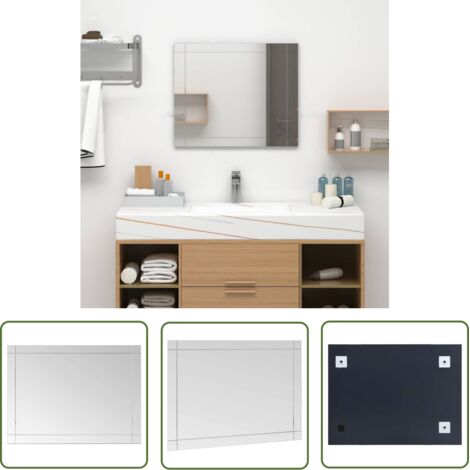 The Living Store Miroir mural 60x50 cm Verre - Miroir Mural - Miroir Décoratif - Miroir Argenté - Miroir Salle De Bain - Miroir Design
