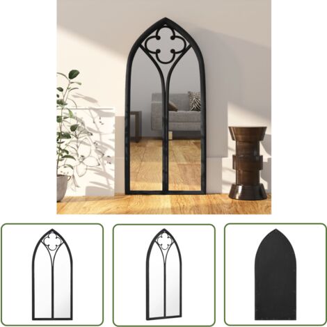 The Living Store Miroir Noir 70x30 cm Fer pour utilisation à l'intérieur - Miroir Mural - Miroir Design - Miroir Vintage - Décoration Murale - Miroir Noir
