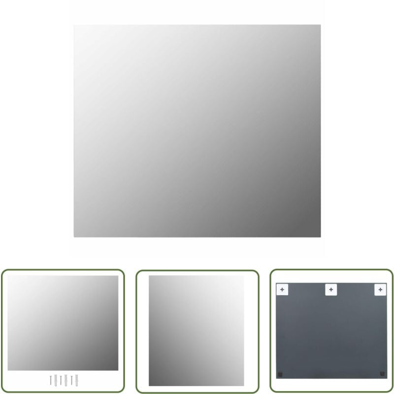 The Living Store - Miroir sans cadre 70x50 cm Verre - Miroir Mural - Miroir Rectangle - Miroir Sans Cadre - Décoration Murale - Miroir Argent