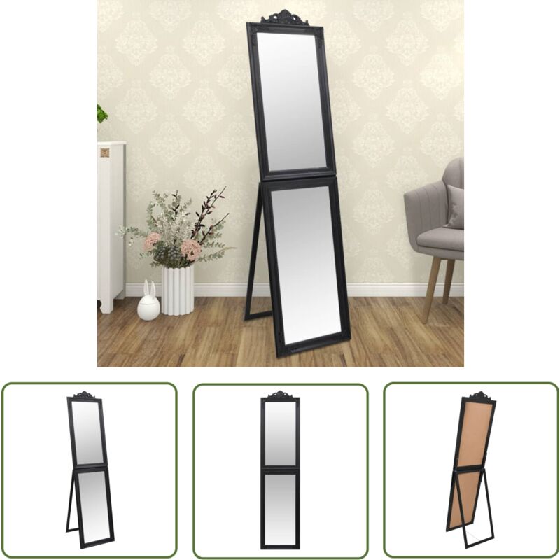 The Living Store - Miroir sur pied Noir 40x160 cm - Miroir Sur Pied - Miroir Baroque - Décoration Murale - Miroir Salle De Bain - Miroir Vintage