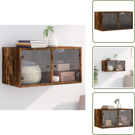 The Living Store Mobile a Muro con Ante in Vetro Rovere Fumo 68,5x37x35 cm - Mobile a muro