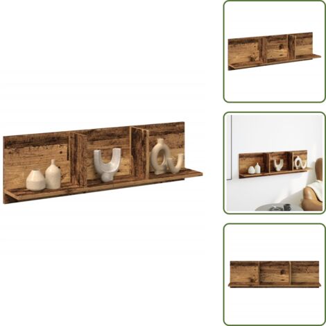 The Living Store Mobile a Parete 100x16,5x30 cm Legno Antico in Truciolato - Mobile a parete