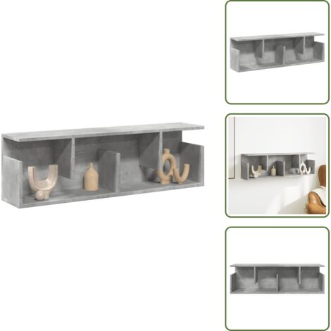 The Living Store Mobile a Parete 100x20x30cm Grigio Cemento in Legno Multistrato - Armadio a muro