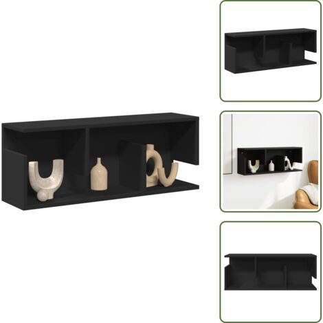 The Living Store Mobile a Parete 80x20x30 cm Nero in Legno Multistrato - Armadio a muro