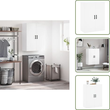 The Living Store Mobile a Parete Bianco 69,5x34x90 cm - Mobile a parete