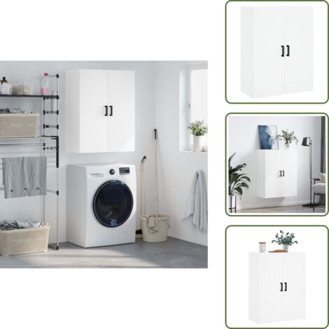 The Living Store Mobile a Parete Bianco 69,5x34x90 cm - Mobile a parete