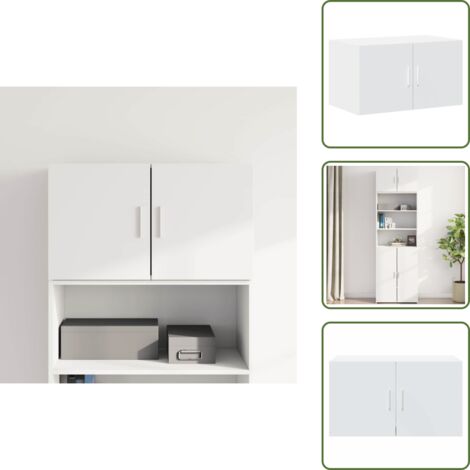The Living Store Mobile a Parete Bianco 70x42,5x40 cm in Legno Multistrato - Armadio a parete