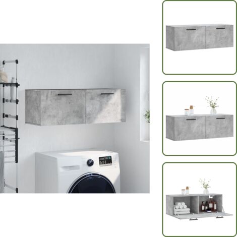The Living Store Mobile a Parete Grigio Cemento 100x36,5x35 cm Legno Multistrato - Mobile a parete