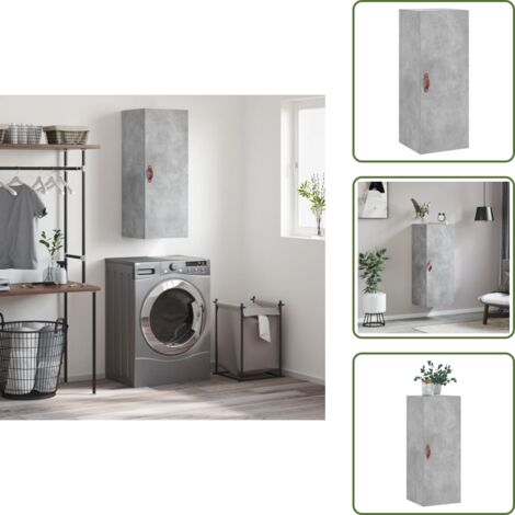 The Living Store Mobile a Parete Grigio Cemento 34,5x34x90 cm - Mobile a parete