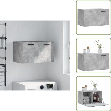 The Living Store Mobile a Parete Grigio Cemento 60x36,5x35 cm Legno Multistrato - Mobile a parete