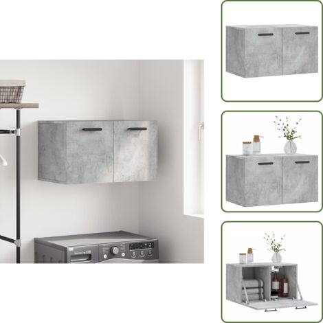 The Living Store Mobile a Parete Grigio Cemento 60x36,5x35 cm Legno Multistrato - Mobile a parete