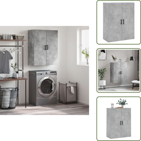 The Living Store Mobile a Parete Grigio Cemento 69,5x34x90 cm - Armadio mobile