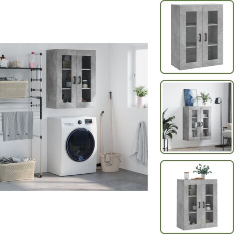 The Living Store Mobile a Parete Grigio Cemento 69,5x34x90 cm - Mobile a parete