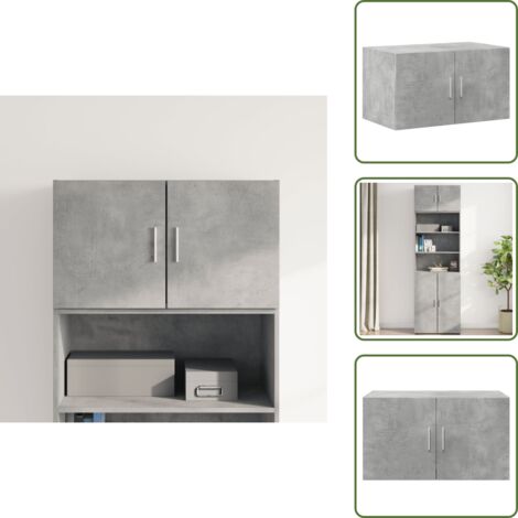 The Living Store Mobile a Parete Grigio Cemento 70x42,5x40 cm Legno Multistrato - Mobiletto a parete
