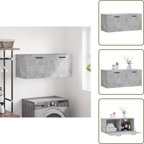 The Living Store Mobile a Parete Grigio Cemento 80x36,5x35 cm Legno Multistrato - Mobile a parete