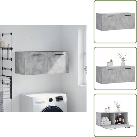 The Living Store Mobile a Parete Grigio Cemento 80x36,5x35 cm Legno Multistrato - Mobile a parete