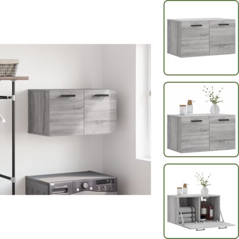The Living Store Mobile a Parete Grigio Sonoma 60x36,5x35cm in Legno Multistrato - Mobile a parete