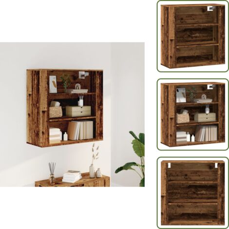 The Living Store Mobile a Parete Legno Antico 80x33x80 cm in Legno Multistrato - Mobile a parete