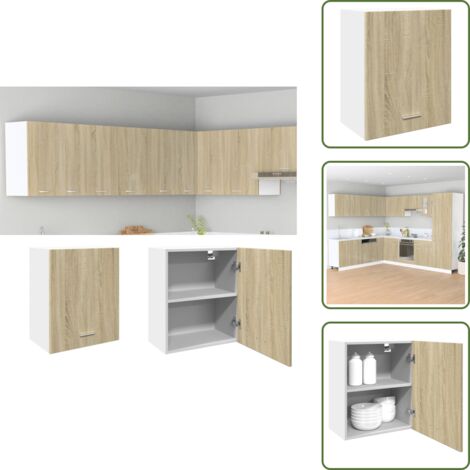 The Living Store Mobile a Parete “Lyon” Rovere Sonoma 50x31x60 cm in Truciolato - Armadio a parete