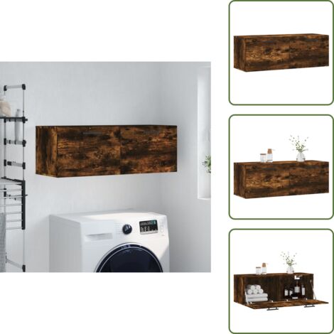 The Living Store Mobile a Parete Rovere Fumo 100x36,5x35 cm in Legno Multistrato - Mobile a parete
