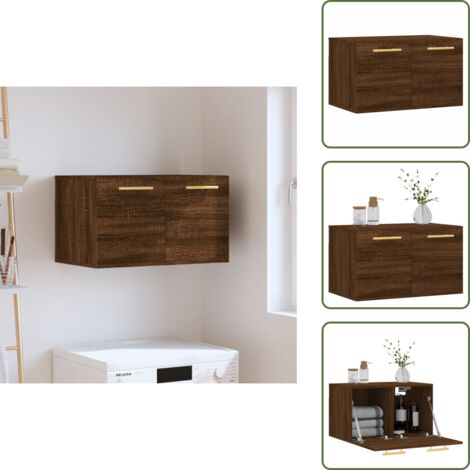 The Living Store Mobile a Parete Rovere Marrone 60x36,5x35 cm Legno Multistrato - Mobiletto a parete