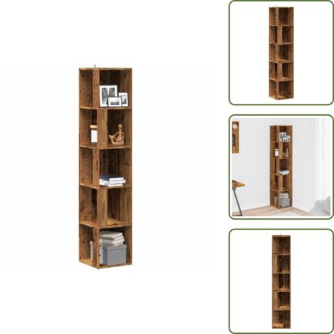 The Living Store Mobile Angolare Legno Antico 33x33x165 cm in Truciolato - Mobile in truciolato
