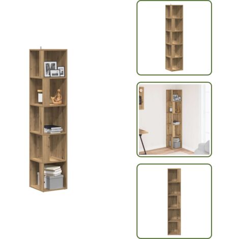 The Living Store Mobile Angolare Rovere Artigianale 33x33x165 cm in Truciolato - Mobile per oggetti