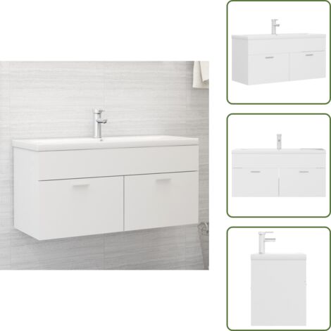 The Living Store Mobile Bagno con Lavabo Integrato Bianco in Legno Multistrato - Lavabo da incasso