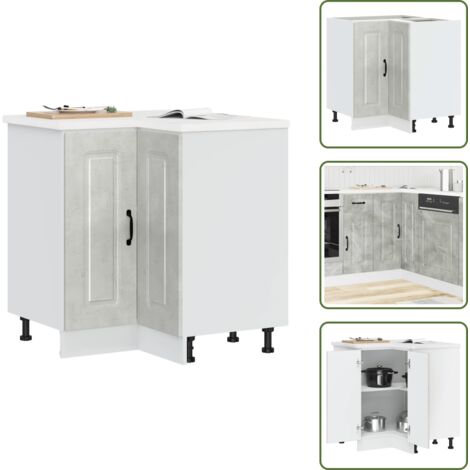 The Living Store Mobile Base ad Angolo Cucina Kalmar Grigio Cemento Truciolato - Base cucina