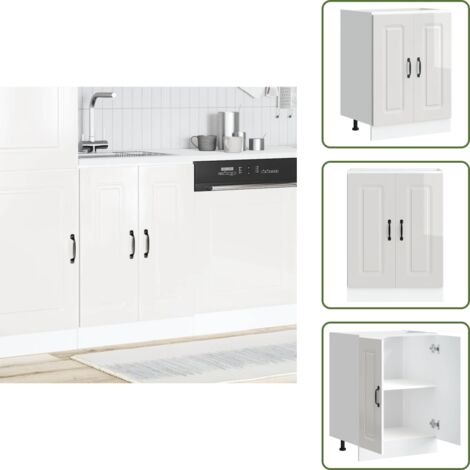 The Living Store Mobile base lavello Kalmar Bianco Lucido 60x46x81,5 cm - Armadio cucina