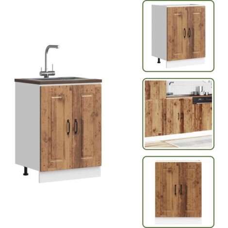 The Living Store Mobile base lavello Kalmar Legno Vecchio 60x46x81,5 cm - Armadio cucina