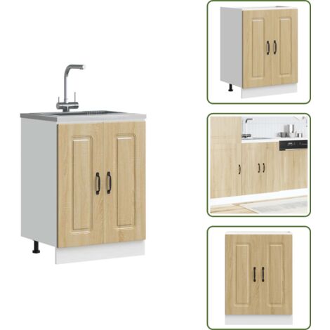 The Living Store Mobile base lavello Kalmar Rovere Sonoma 60x46x81,5 cm - Armadio da cucina