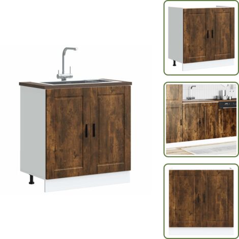 The Living Store Mobile base lavello Porto Rovere Fumo 80x46x81,5 cm Truciolato - Armadietto lavello