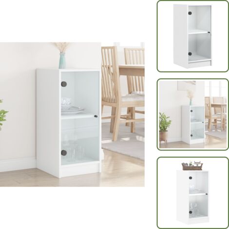 The Living Store Mobile con Ante in Vetro Bianco 35x37x75,5 cm - Ante in vetro
