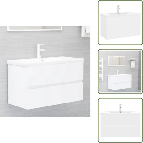 The Living Store Mobile con Lavabo Integrato Bianco in Legno Multistrato - Lavabo da incasso