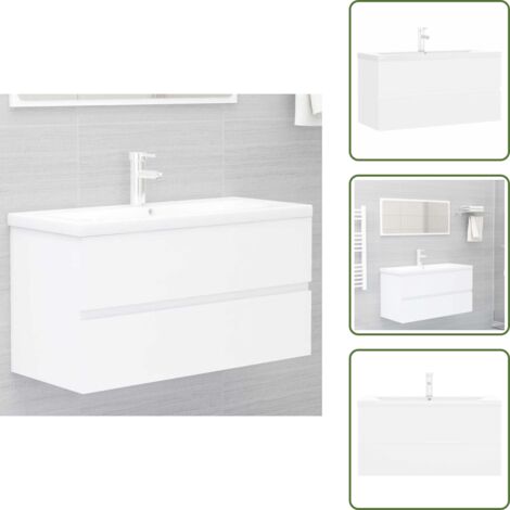 The Living Store Mobile con Lavabo Integrato Bianco in Legno Multistrato - Lavabo da incasso