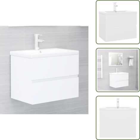 The Living Store Mobile con Lavabo Integrato Bianco in Legno Multistrato - Lavabo da incasso