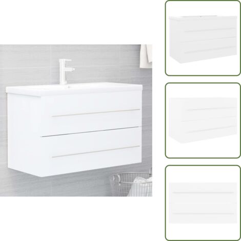 The Living Store Mobile con Lavabo Integrato Bianco in Legno Multistrato - Lavabo integrato