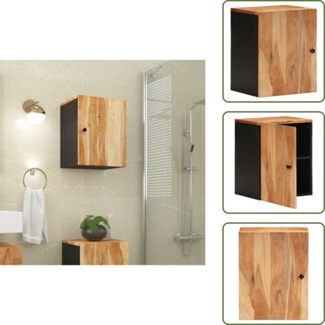 The Living Store Mobile da Bagno a Parete 38x33x48cm in Legno Massello di Acacia - Mobile da bagno