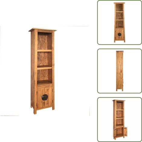The Living Store Mobile da Bagno Autoportante Legno Massello di Pino 48x32x170cm - Mobile in legno massello