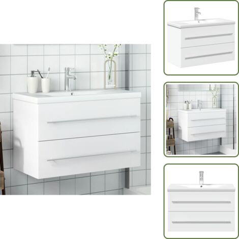 The Living Store Mobile da Bagno con Lavabo Bianco - Lavabo da bagno