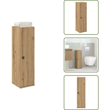 The Living Store Mobile da Bagno con Portarotolo Rovere Artigianale 20,5x22x72cm - Armadietto da bagno