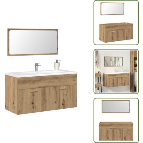The Living Store Mobile da Bagno con Specchio Rovere Artigianale Truciolato - Specchio da bagno