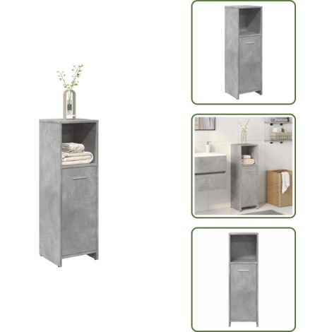 The Living Store Mobile da Bagno Grigio Cemento 30x30x95 cm in Legno Multistrato - Armadio da bagno