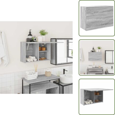 The Living Store Mobile da Bagno Grigio Sonoma 60x25x40 cm in Legno Multistrato - Armadio da bagno