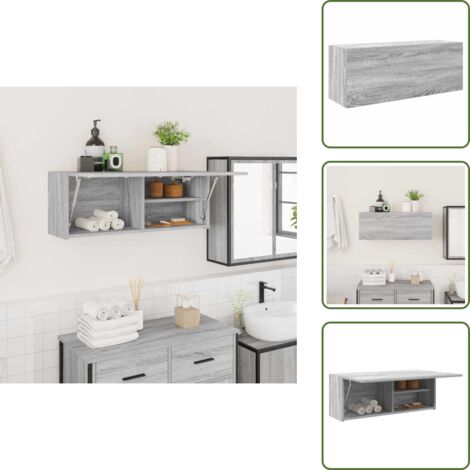 The Living Store Mobile da Bagno Grigio Sonoma 80x25x30 cm in Legno Multistrato - Armadio da bagno
